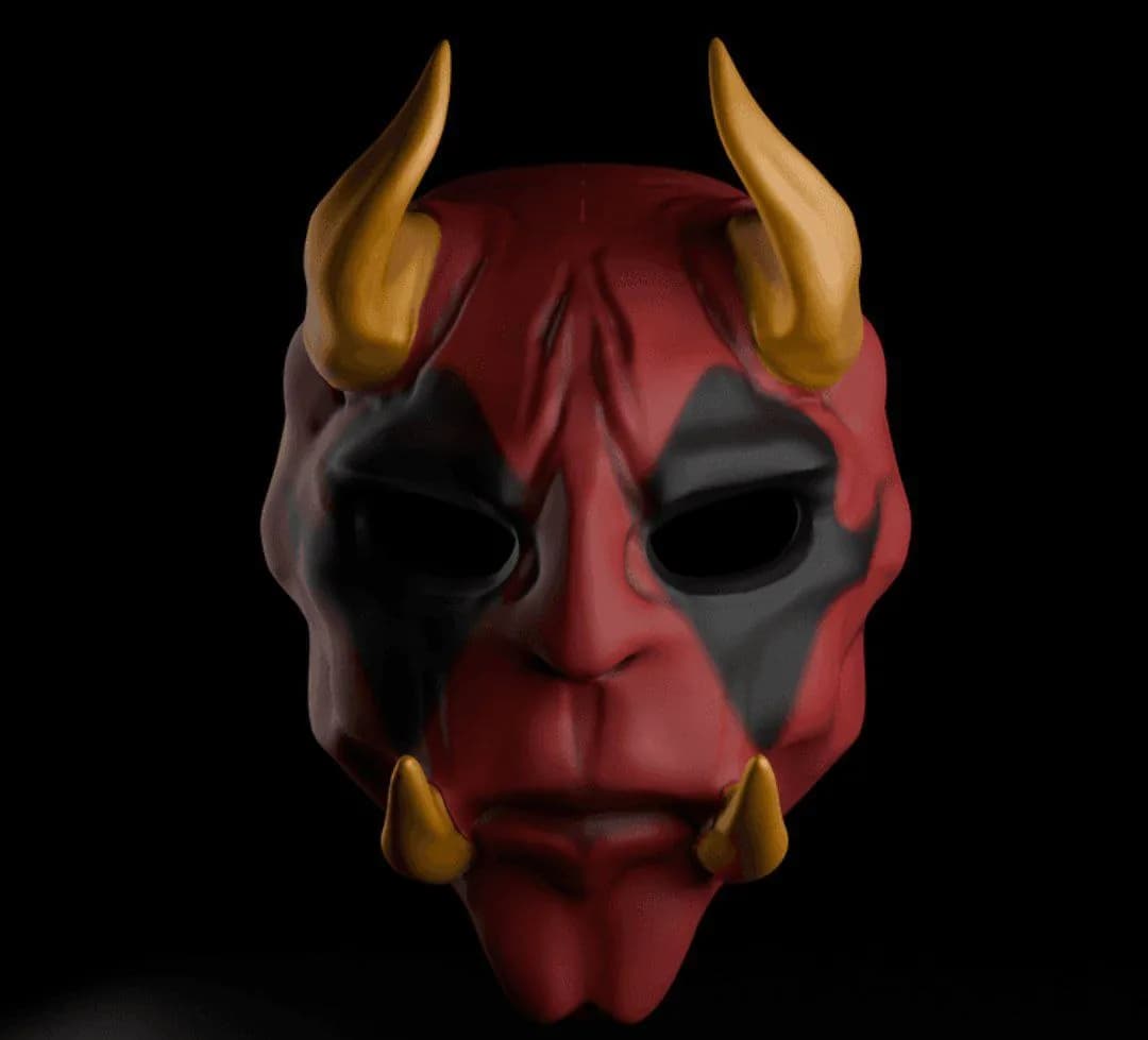 STL - Máscara Oni Demoniaca de Deadpool 2 render 1