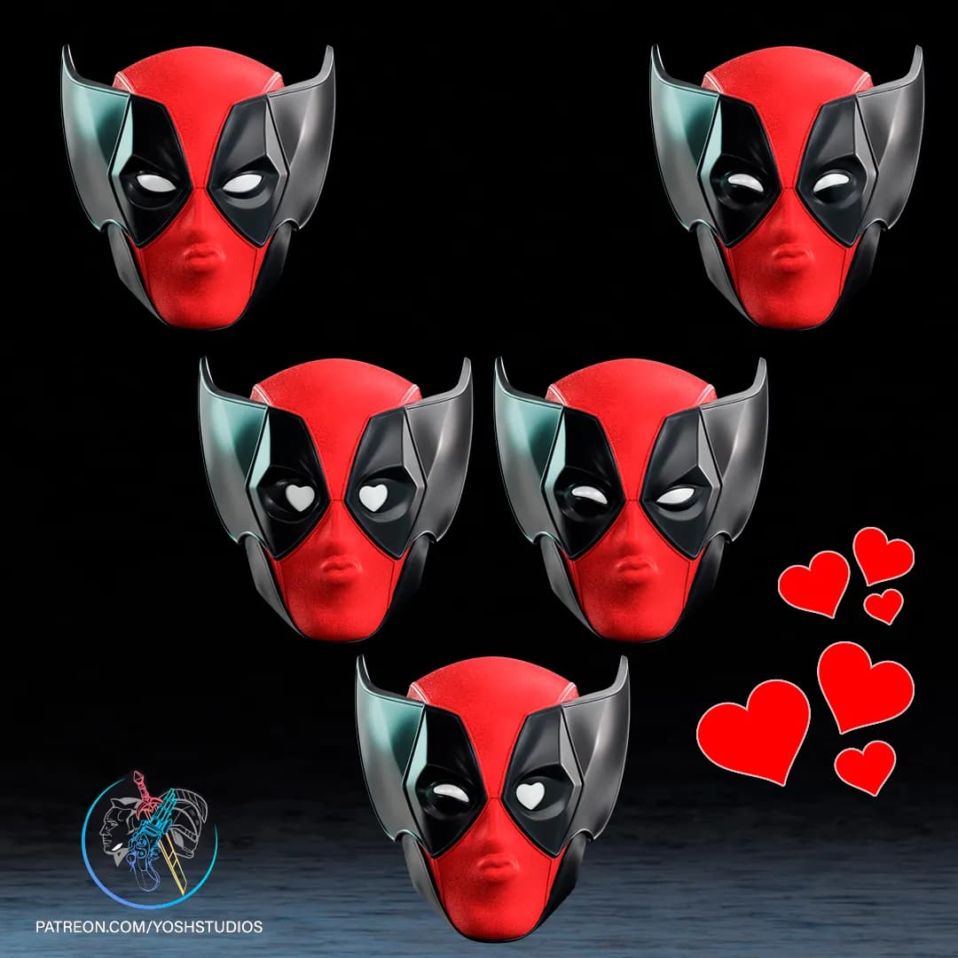 STL - Máscaras de Deadpool Estilo Wolverine render 4