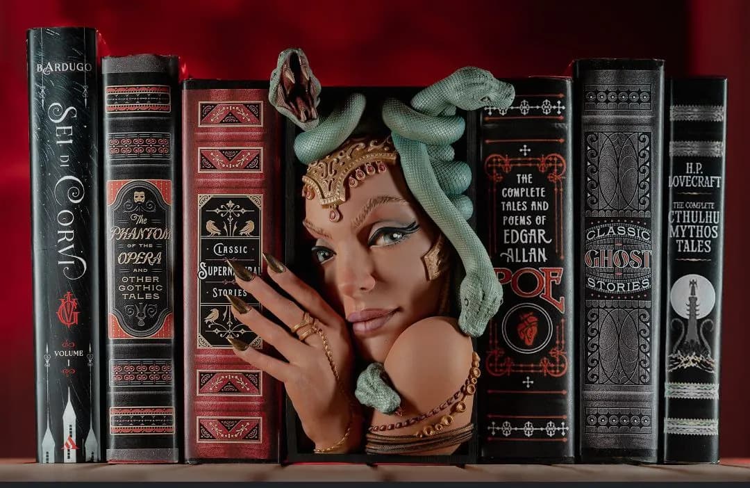 STL - Medusa entre libros de terror render 2