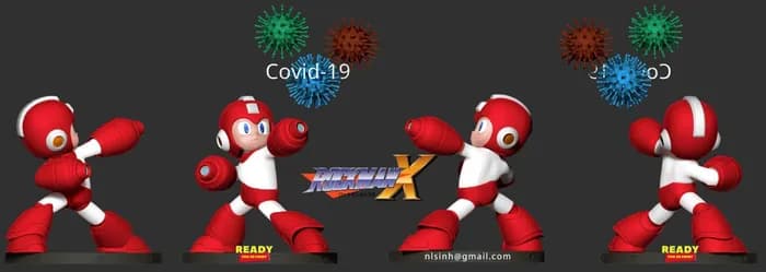 STL - megaman vs c0vid 19 render 2