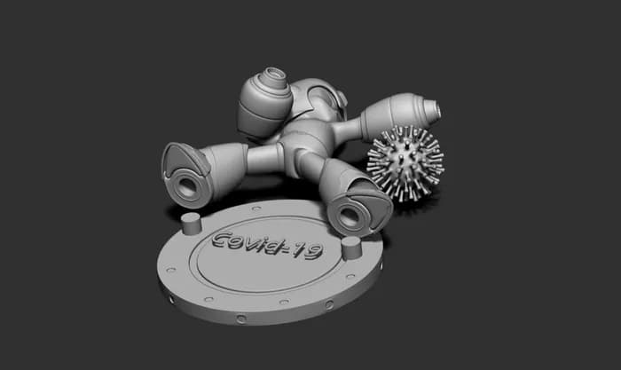 STL - megaman vs c0vid 19 render 3