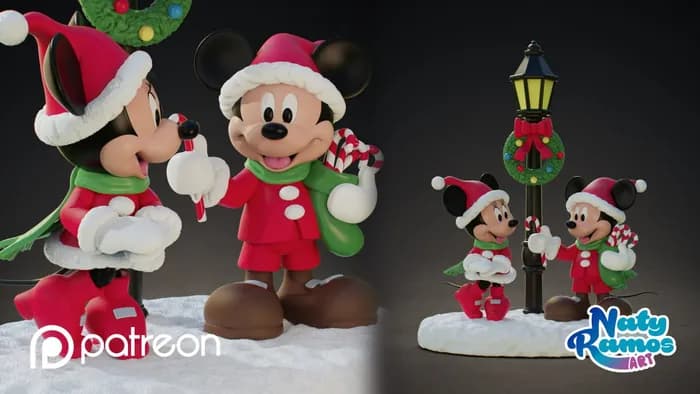 STL - mickey and minnie render 3
