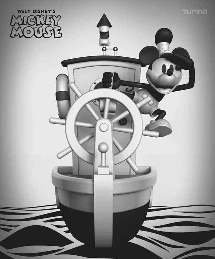 STL - mickey mouse steamboat willie kubhub render 1