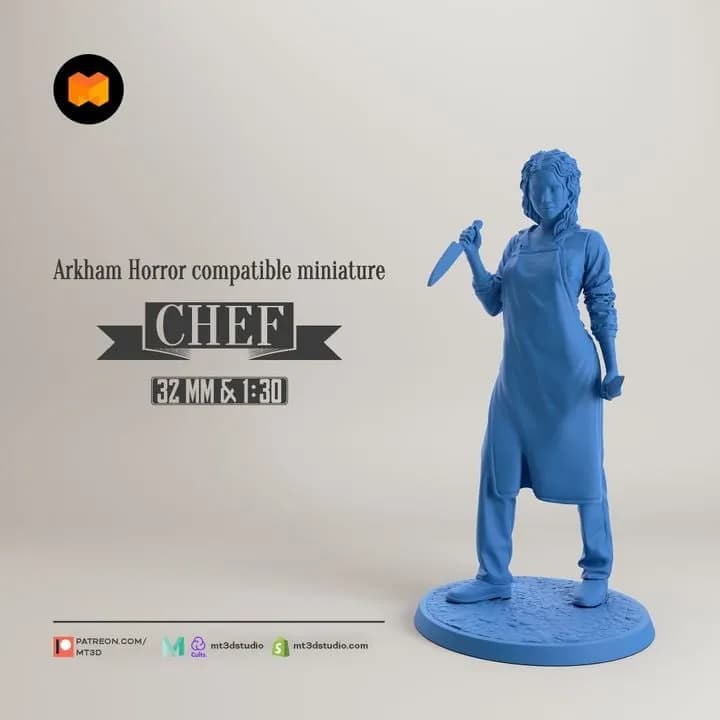 STL - Miniatura de Chef de Arkham Horror render 1