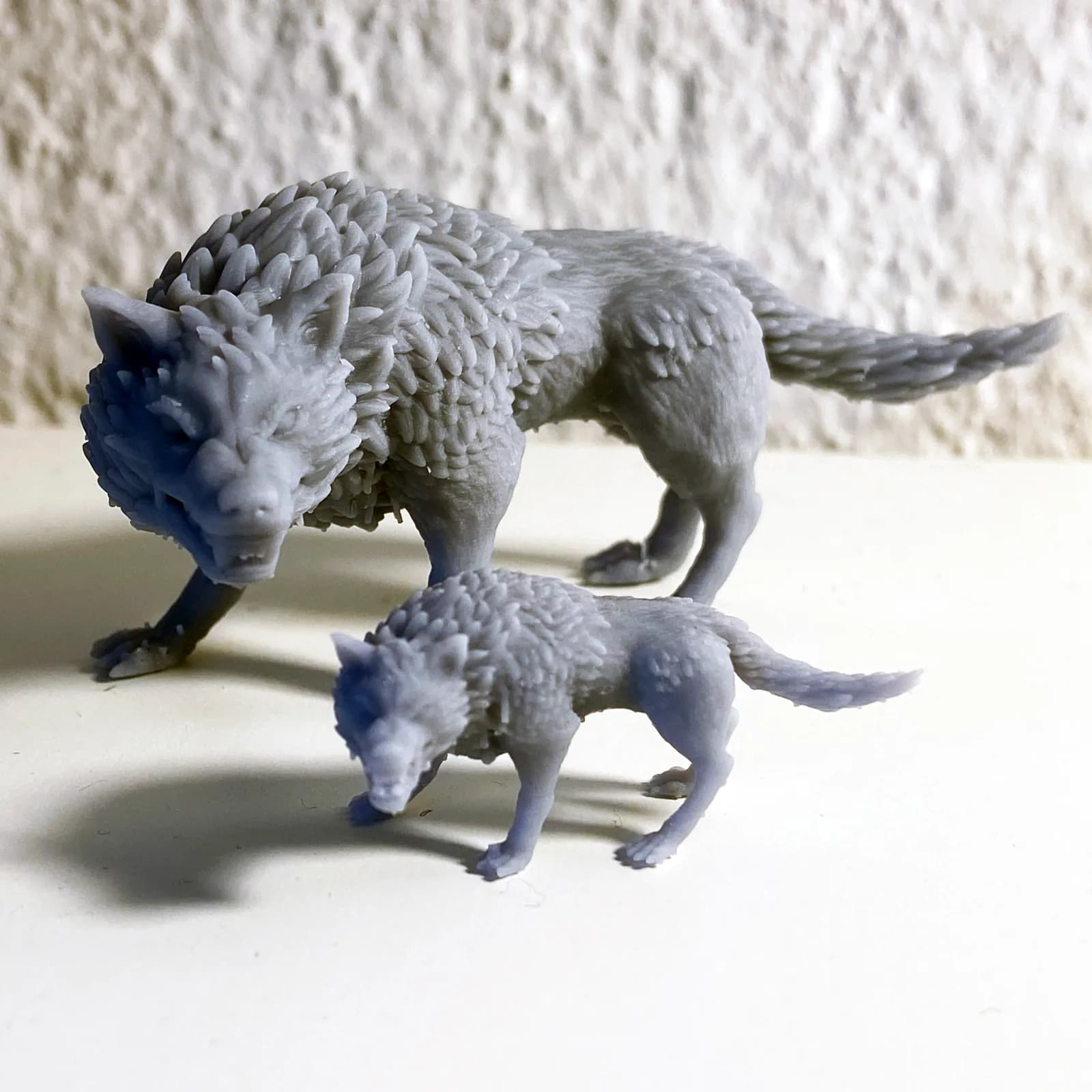 STL - Miniatura de Lobo Alfa Doble Cabeza render 3