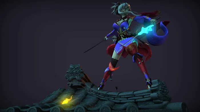 STL - miyamoto musashi fanart from fategrand render 5