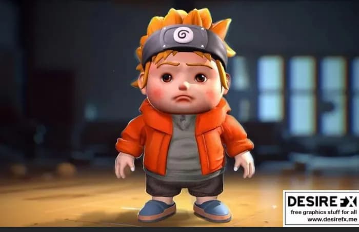 STL - naruto chibi figure 3d print model zip render 1