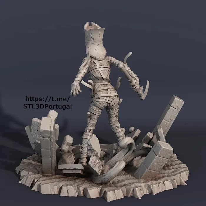 STL - nephtys queen of sand mummy supported stl 3d portugal render 2
