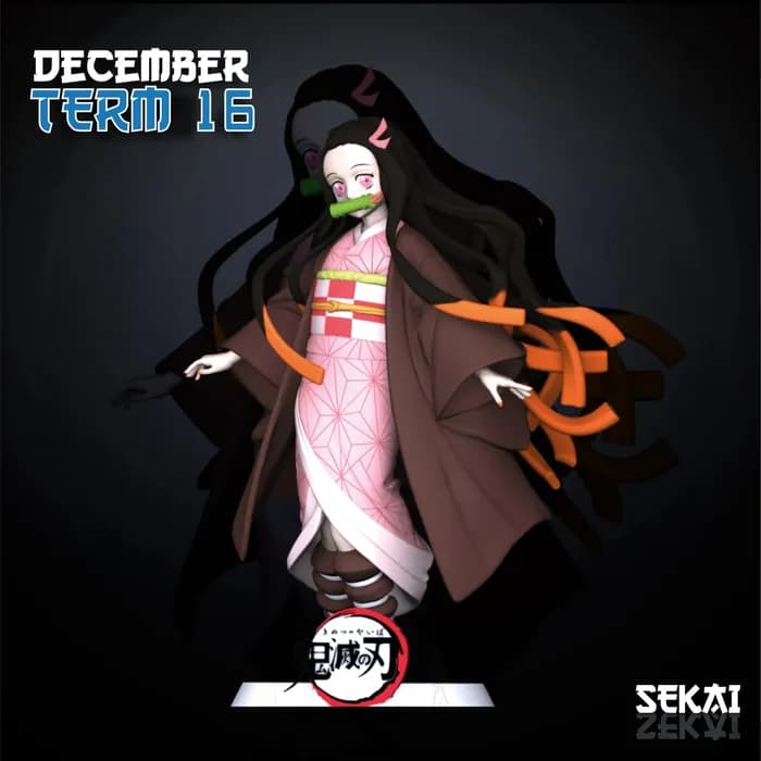 STL - nezuko sculpture sekai 3d models 15 8 cm 9 parts render 2