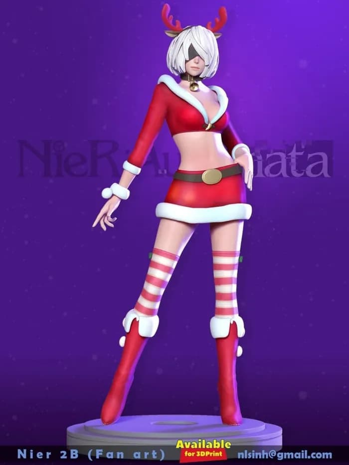 STL - nier 2b merry xmas 3d render 1