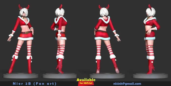 STL - nier 2b merry xmas 3d render 2