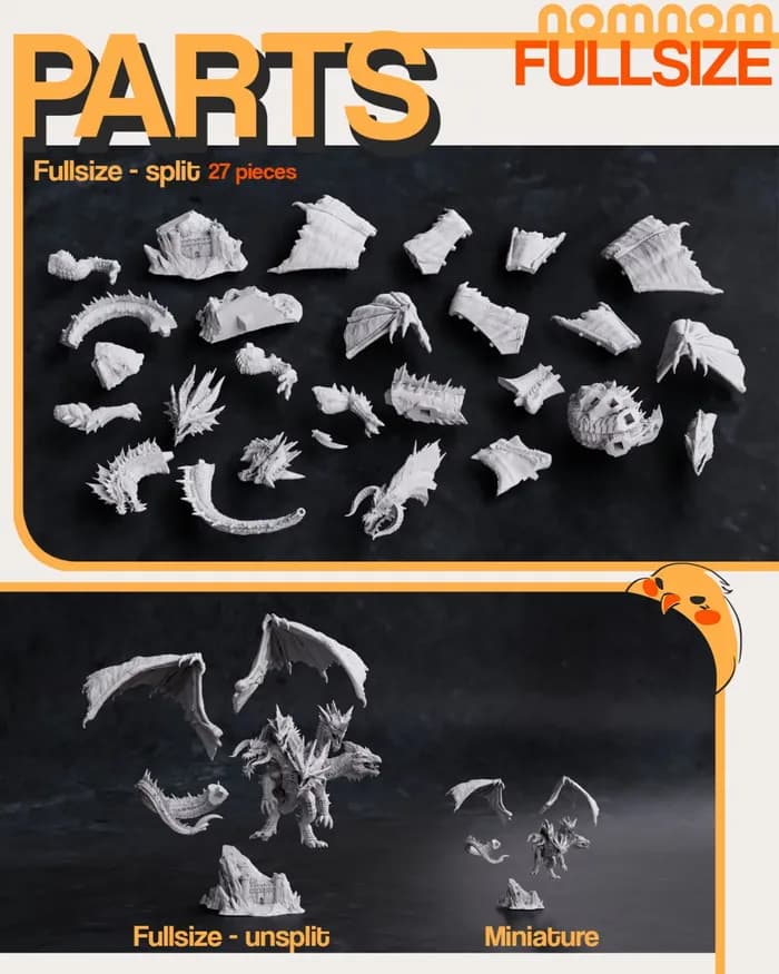 STL - nomnom figures tiamat dungeons dragons render 3