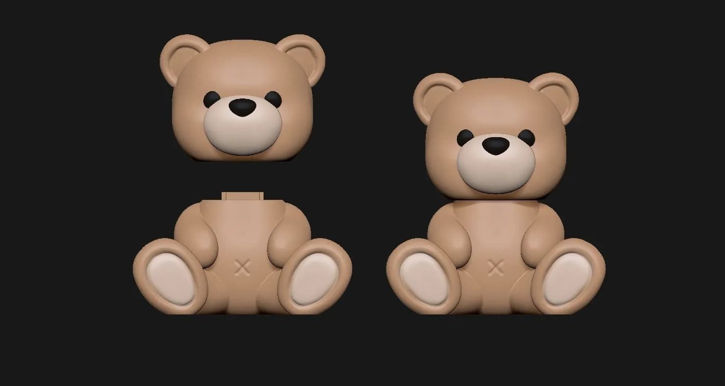 STL - Oso de peluche con almacenamiento para tarjetas SD render 4