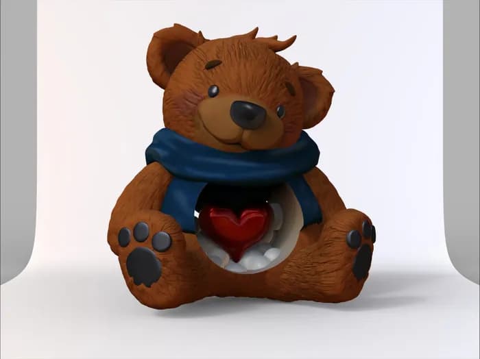 STL - Oso de peluche del Día de San Valentín render 3