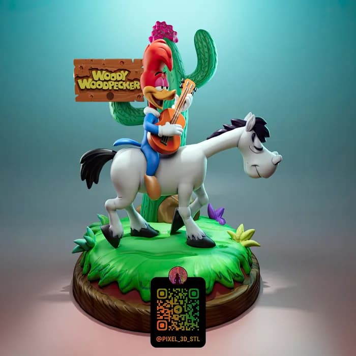 STL - Pájaro Loco a caballo con guitarra
