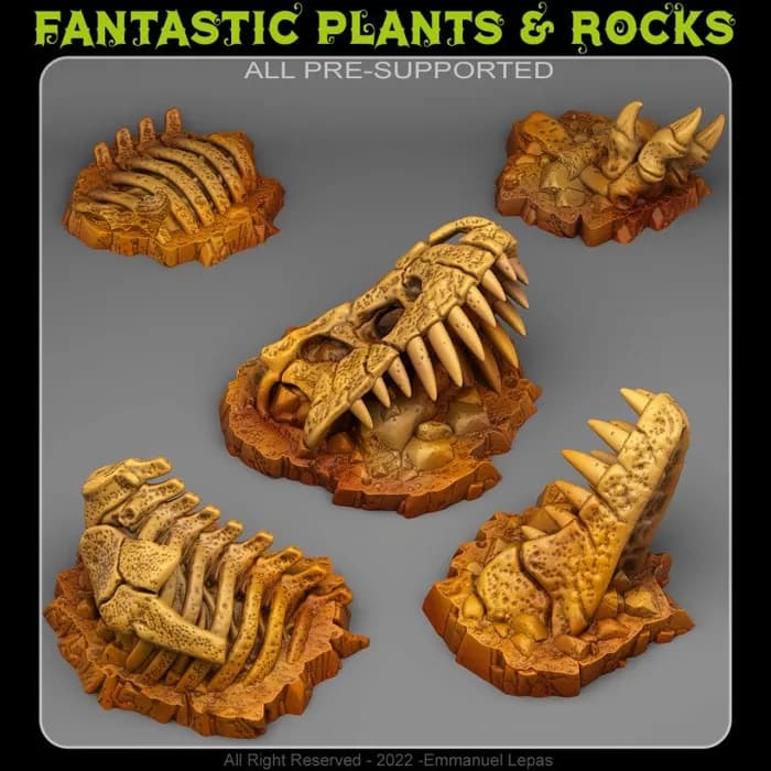 STL - Pack de Fósiles de T Rex para Impresión 3D render 3