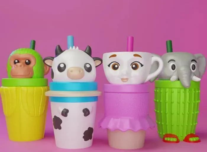 STL - Pack de Vasos Divertidos con Animales render 1