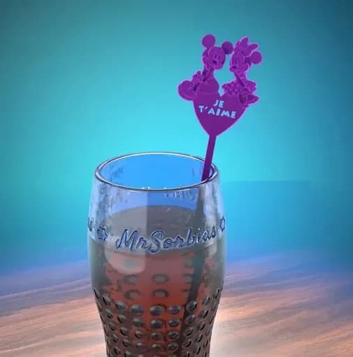 STL - Palillo para cóctel Mickey y Minnie render 1