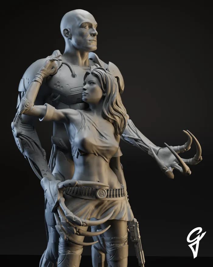 STL - Cyberpunk Couple Gladiator and Amazon