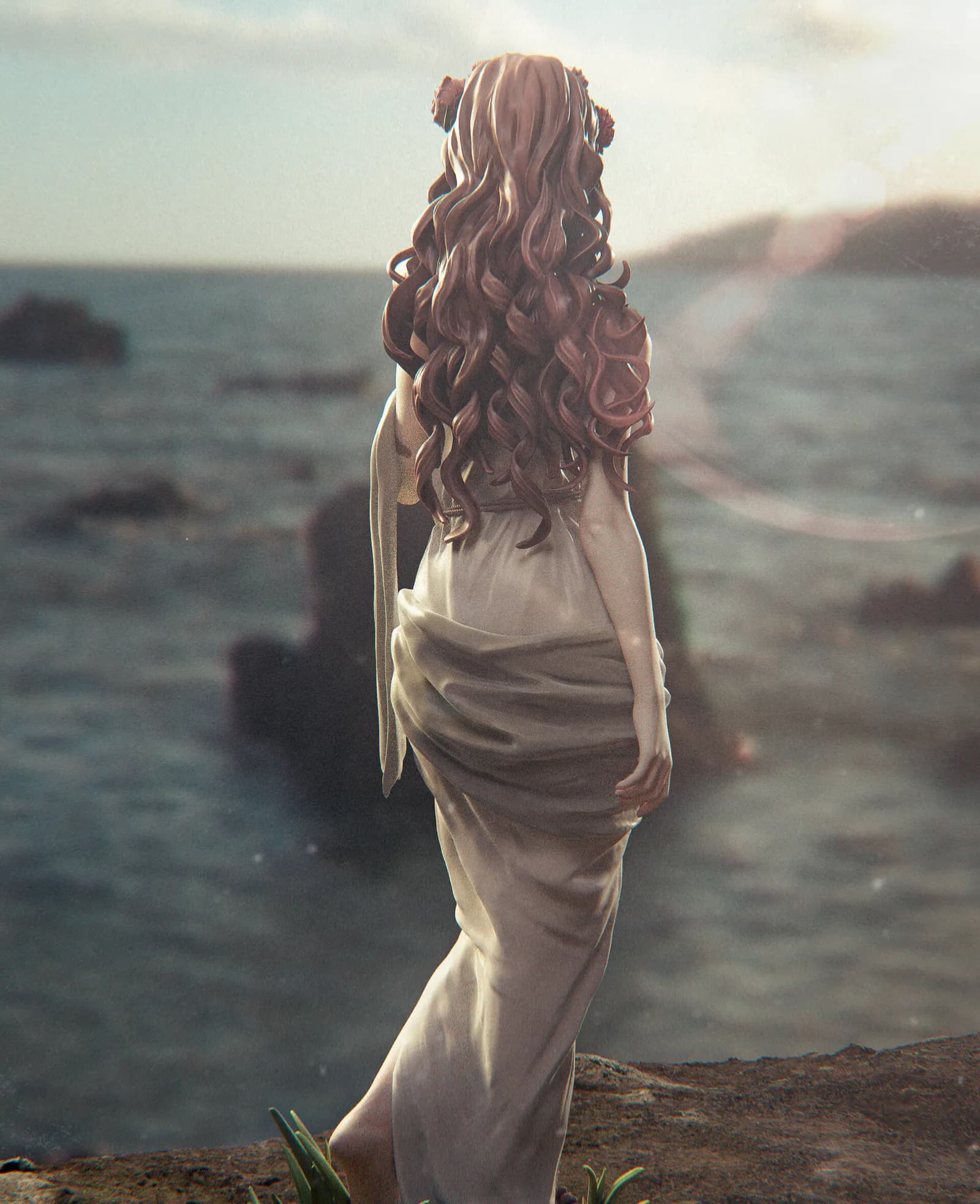 STL - Persephone Diosa Griega con Corona de Flores render 5