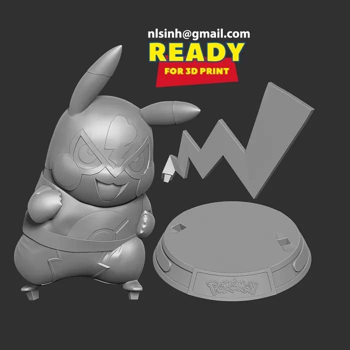 STL - pikachu libre render 2