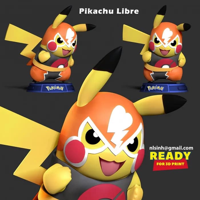 STL - pikachu libre render 3