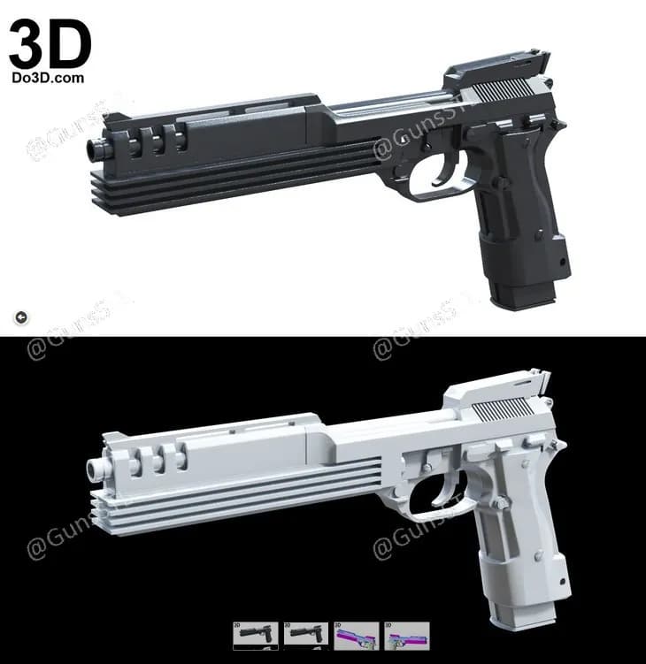STL - Pistola Beretta 93R estilo Robocop render 1