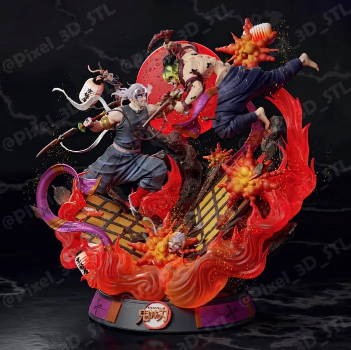 STL - @pixel 3d stl tengen vs gyutaro demon slayer render 2