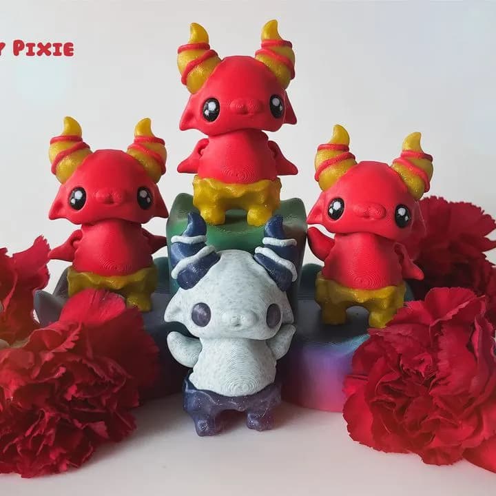 STL - Pixie Rojo y Blanco Criatura Fantástica render 1