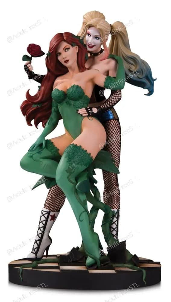 STL - poison ivy and harley quinn diorama render 1
