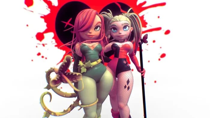 STL - poison ivy harley quinn bloody duet stl render 1