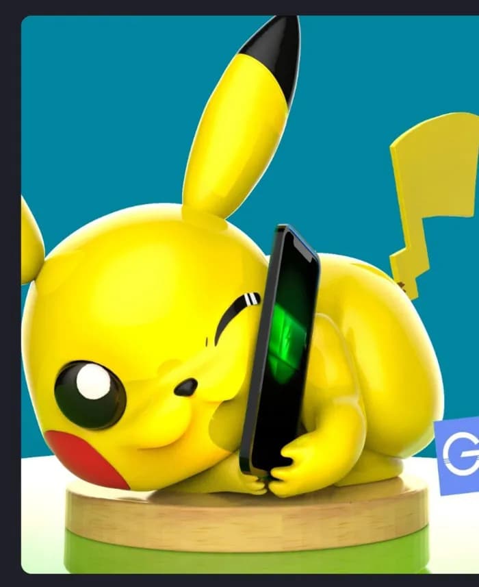 STL - pokemon pikachu magsafe wireless charger mounting render 1