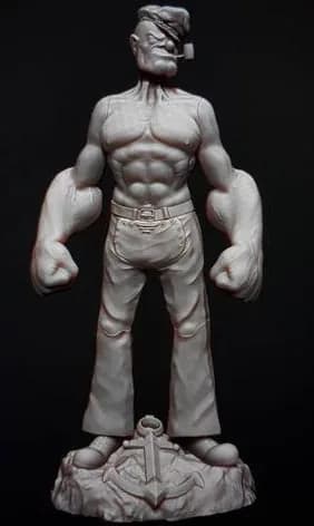 STL - Popeye musculoso render 2