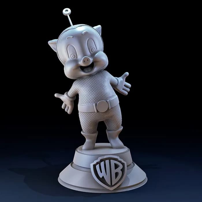 STL - porky pig space cadet1 2 (repaired) stl render 1