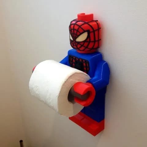 STL - Portarrollos de baño Lego Spiderman render 1