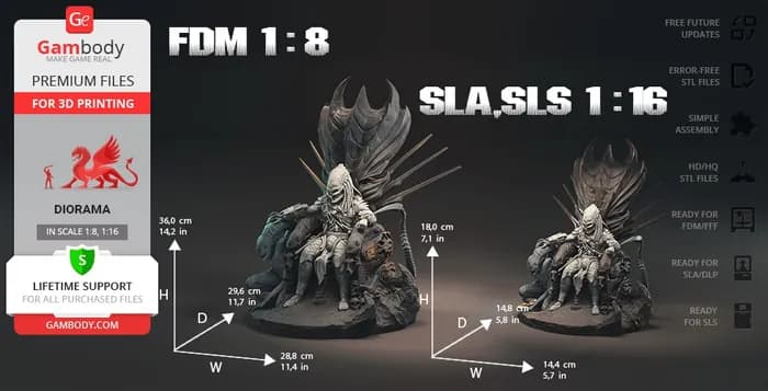 STL - predator on throne sla gambody render 2