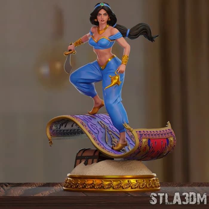 STL - Princesa Jazmín en alfombra mágica render 2