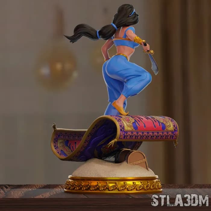 STL - Princesa Jazmín en alfombra mágica render 3