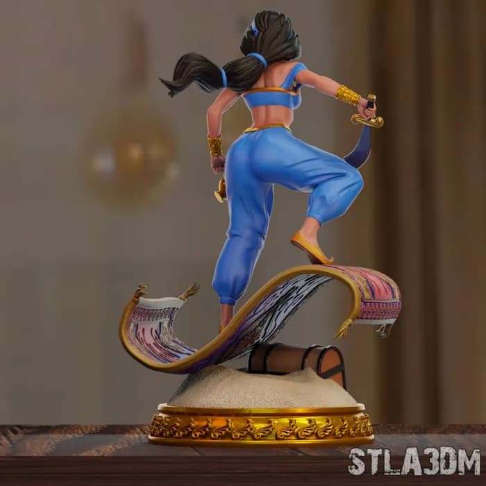 STL - Princesa Jazmín en alfombra mágica render 4