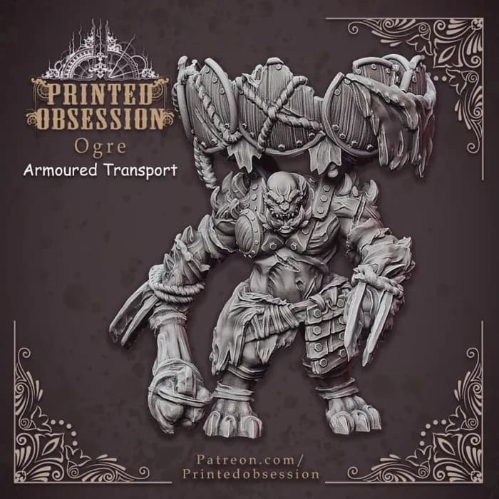 STL - printed obsession ogre armoured mount 32 mm scale render 1