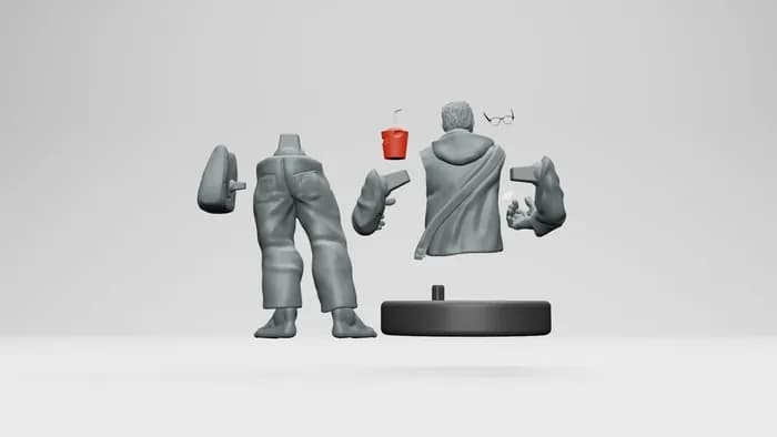 STL - Profesor Hulk con bebida y teléfono render 3