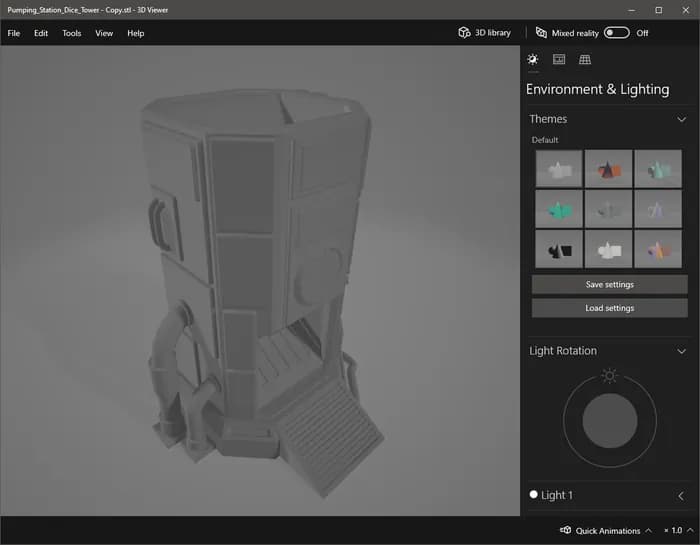 STL - pumping station dice tower by corvus games render 1