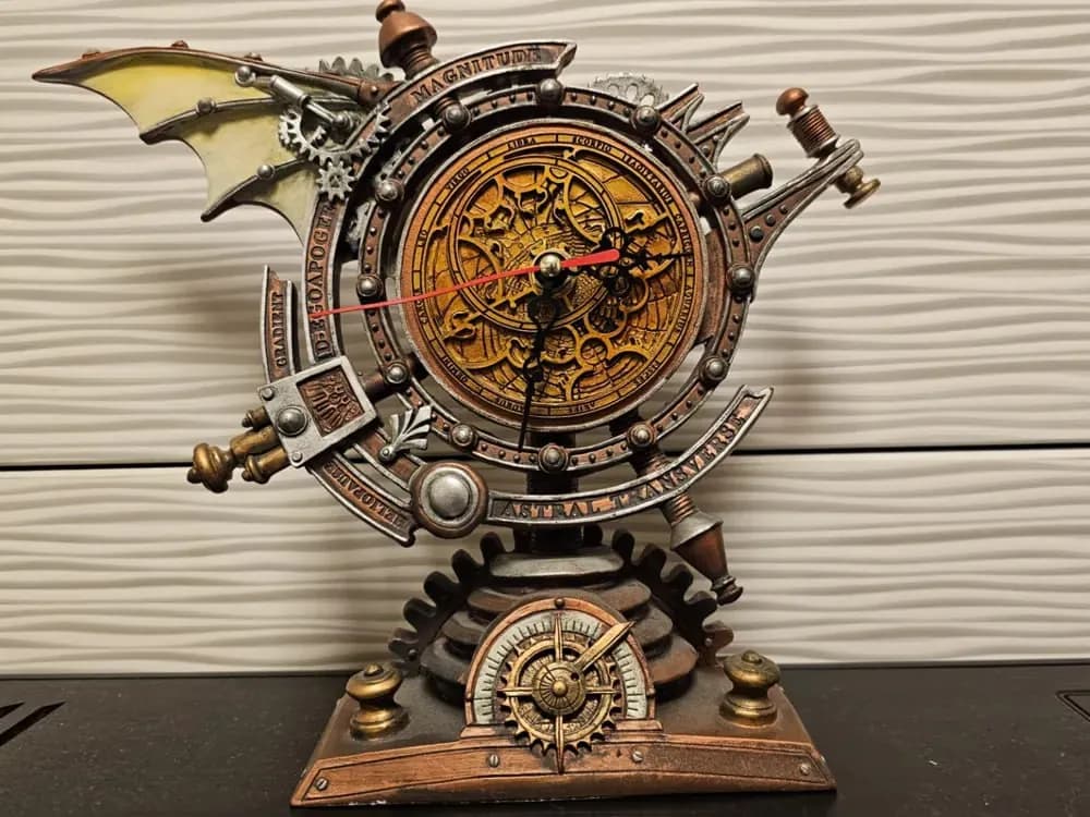 STL - Reloj de escritorio de diseño steampunk render 1