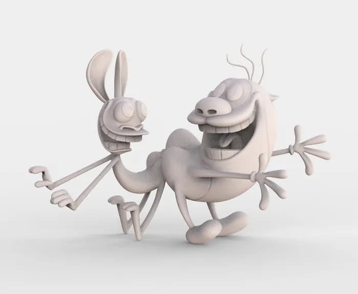 STL - ren & stimpy nickelodeon 3d model stl render 1