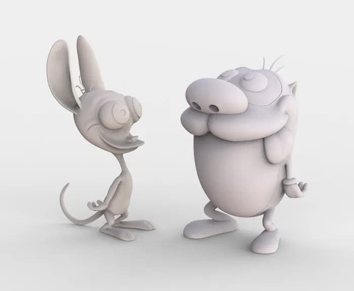 STL - ren & stimpy nickelodeon 3d model stl render 2