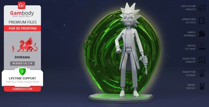 STL - rick & morty (gambody) render 2