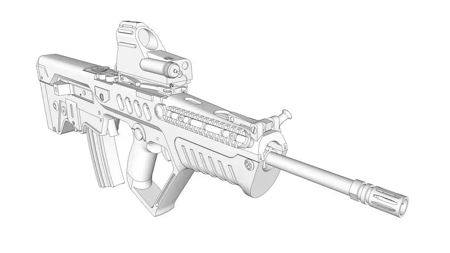 STL - Rifle de Asalto Tavor TAR 21 con Mira render 1