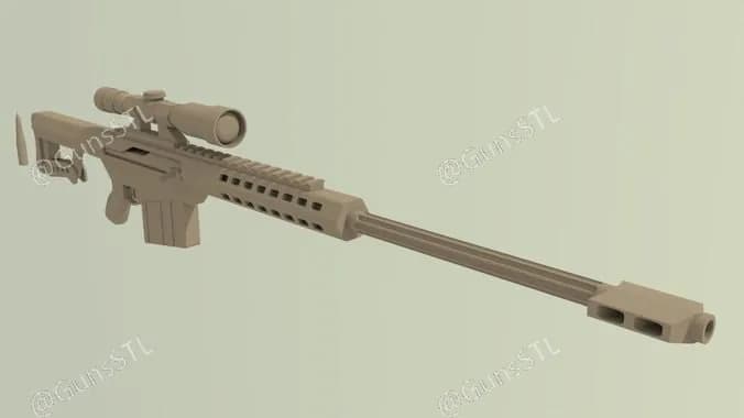 STL - Rifle de francotirador Barrett M107 render 1