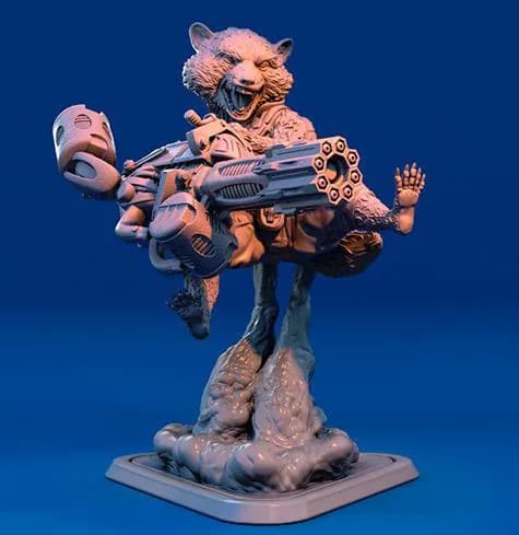 STL - rocket raccon gambody enfadado stl render 1