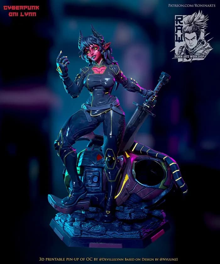 STL - ronin arts workshop pinup cyber lynn render 2